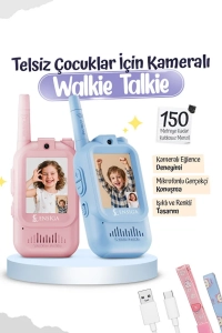 Telsiz Çocuklar İçin Kameralı Mikrofonlu Oyuncak Walkie Talkie Seti Işıklı ve 150m Menzilli